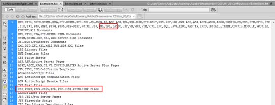 Checking to Make Sure That The TPL and INC File Extensions Exist in Dreamweaver Extensions.txt File