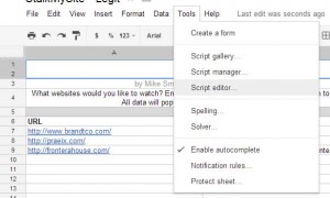 Screenshot of Script Editor Menu Option in StalkMySite