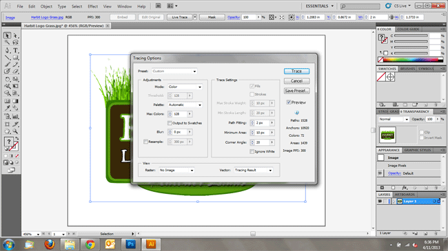 illustrator convert raster to vector using live trace